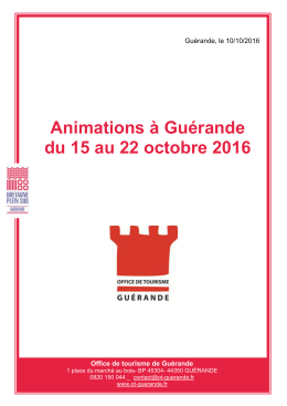 Animations à Guérande du 15 au 22 octobre 2016