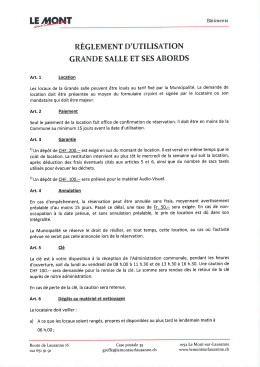 R&egrave;glement d`utilisation de la Grande salle du Petit-Mont - Mont