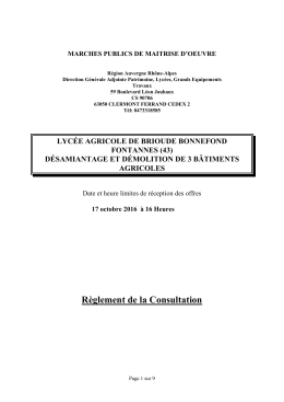 Règlement de la consultation - Marchés publics - Auvergne