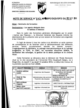 Page 1 KC/ZM/KP16 Tournes REPUBLIQUE DE CÔTE D`IVOIRE