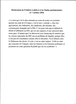 La déclaration de Frédéric Lefebvre à LCP