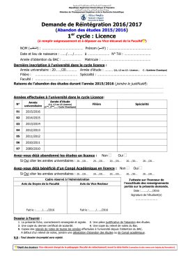 1 cycle : Licence