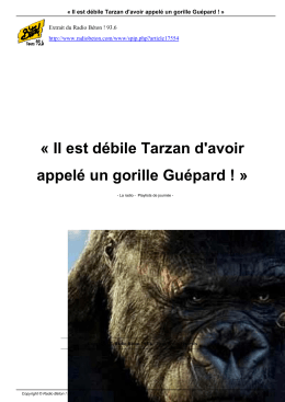 Il est débile Tarzan d`avoir appelé un gorille Guépard