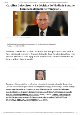 Caroline Galactéros : « La décision de Vladimir Poutine - ac