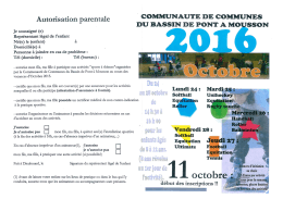 Page 1 COMMUNAUTE DE COMMUNES Autorisation parentale DU