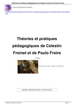 Théories et pratiques pédagogiques de Celestin Freinet et de Paulo