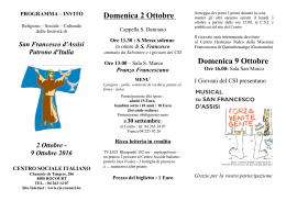 Domenica 2 Ottobre Domenica 9 Ottobre