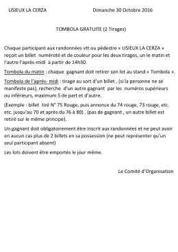 Réglement de la tombola - Raid VTT Lisieux La Cerza