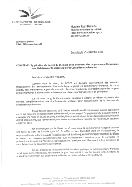courrier adress&eacute; au ministre