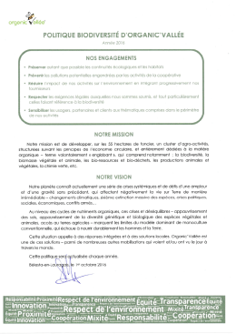 Politique Engagement Biodiversité 2016