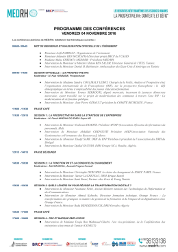 Programme des Conférences
