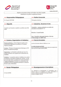 Fiche de renseignements - Facult&eacute; de Chirurgie Dentaire