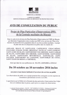 Consultation publique du nouveau PPI