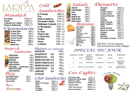 Grand Coll&egrave;ge : Menu (liste des prix)