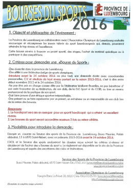 Page 1 … LUXEMBOURG 1. Objectif et philosophie de l`événement