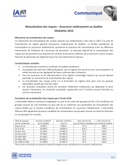 Mutualisation assurance médicament au Québec 2016