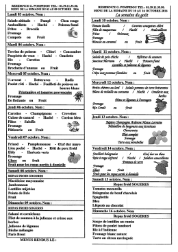 Page 1 RESIDENCE G. POMPIDOU TEL : 01.39.11.35.50. MENU