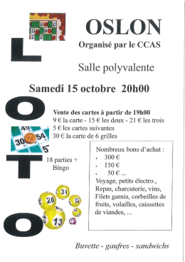 Page 1 OSLON Organis&eacute; par le CCAS Salle polyvalente Samedi 15