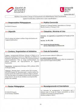 Fiche de renseignements - Facult&eacute; de Chirurgie Dentaire