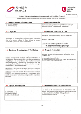 Fiche de renseignements - Facult&eacute; de Chirurgie Dentaire