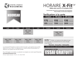 Horaire X-Fit - Centre Sportif Rosemère