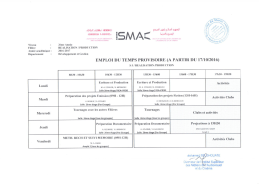 Emploi du Temps 3ème Année S5 DG REALISATION ET