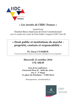 « Les invités de l`IIDC-France » « Droit public et institutions de