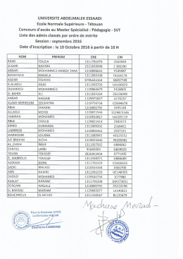 Liste principale - Ecole Normale Supérieure de Tétouan