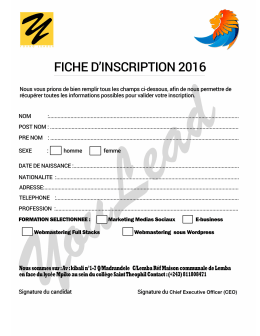 Fiche d`Inscription Session : 2016