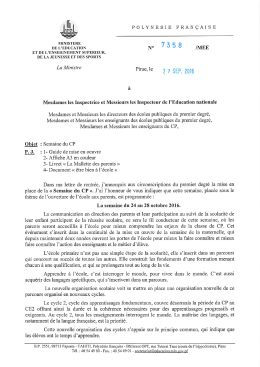 Voir la circulaire - Direction Générale de l`Education et des