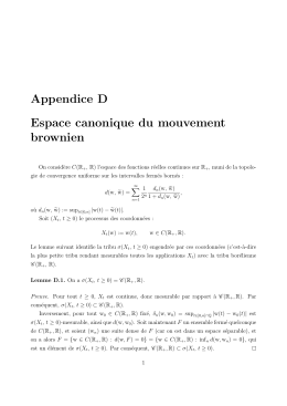Appendice D Espace canonique du mouvement brownien