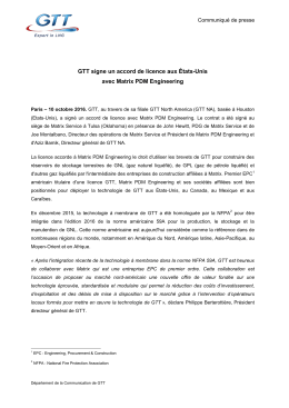 GTT signe un accord de licence aux États