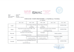 Emploi du Temps 3ème Année S5 TI SON et IMAGE à partir du 17