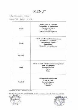 Menus cantine - Collège Nelson Mandela