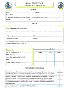 Dossier d`inscription Pass`sprts Toussaint 2016