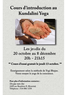 Cours d`introduction au Kundalini Yoga