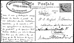 Tarjeta postal de G. Desdevizes du Desert a Rafael Altamira. Oviedo