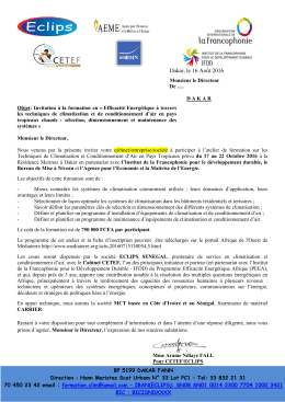 Dakar, le 16 Août 2016 - Institut de la Francophonie pour le