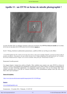 Apollo 11 : un OVNI en forme de missile - Activité