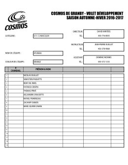 liste des équipes - Cosmos de Granby