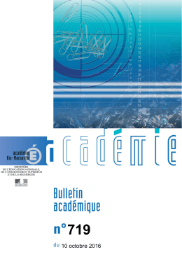 10 octobre 2016 - Bulletin Académique - Académie d`Aix