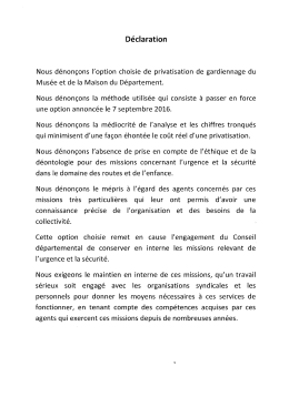 Page 1 Déclaration Nous dénonçons l`option choisie de privatisation