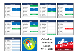 Calendrier Américain Saison 2016