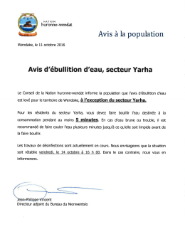 Consultez l`avis &agrave; la population - Nation Huronne