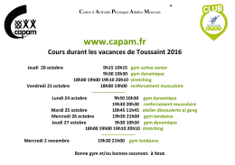 planning des cours