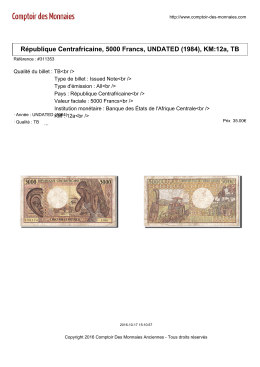 République Centrafricaine, 5000 Francs, UNDATED (1984), KM:12a
