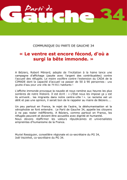 Le communiqué en PDF ICI - Parti de Gauche de l`Hérault