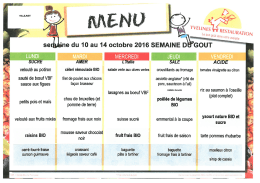 SEMAINE DU GOUT Menus du 10/10/2016 au