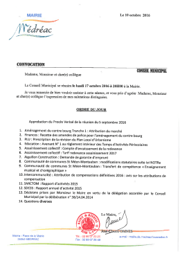 Conseil municipal du 17 octobre 2016
