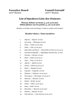 Executive Board Conseil Exécutif List of Speakers/Liste